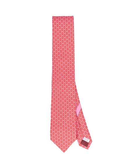 Shop SALVATORE FERRAGAMO  Tie: Salvatore Ferragamo silk tie with Gancini print.
The dense texture and contrasting stitches inside the pattern make it perfect for the most important occasions.
Width at the bottom: 8 CM.
Composition: 100% silk.
Made in Italy.. 350995 4 VITTORIA-774201
